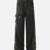 Concert Outfit Washed Distressed Multi-Pocket Straight Cargo Jeans