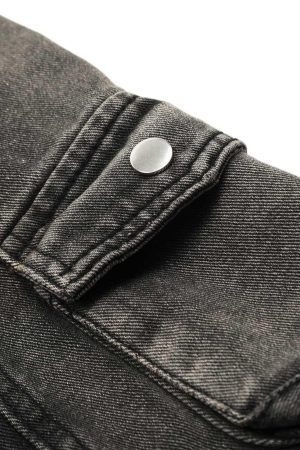 Concert Outfit Washed Distressed Multi-Pocket Straight Cargo Jeans