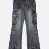 Concert Outfit Washed Distressed Patchwork Jeans