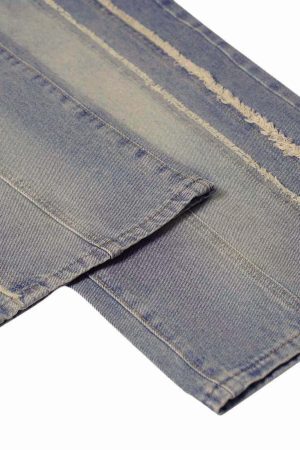 Concert Outfit Washed Distressed Raw Edge Baggy Jeans