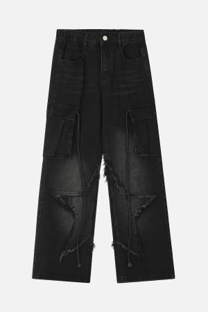 Concert Outfit Washed Distressed Star Jeans