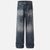 Concert Outfit Washed Lightning Print Loose Jeans