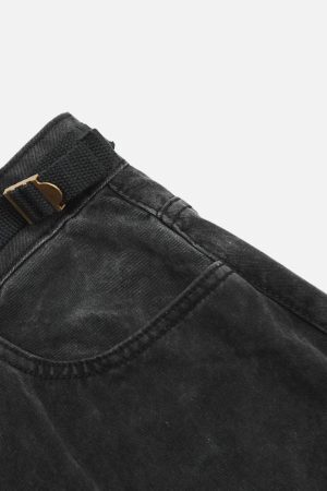 Concert Outfit Washed Multi Pocket Loose Jeans