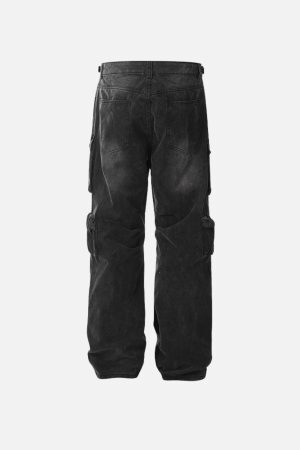 Concert Outfit Washed Multi Pocket Loose Jeans