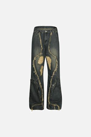 Concert Outfit Washed Paneled Jeans