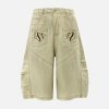 Concert Outfit Washed Print Baggy Denim Shorts