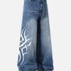 Concert Outfit Washed  Print Straight Jeans