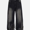 Concert Outfit Washed Stained Wide-Leg Jeans