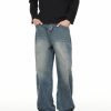 Concert Outfit Washed Wrinkle Loose Jeans