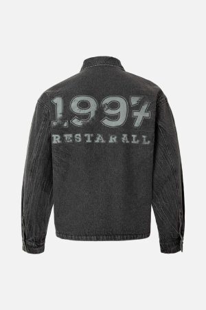 Concert Outfit Wasteland Embroidered Print Rivet Denim Jacket