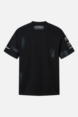 Concert Outfit Wasteland Style Heavy Dirty Dyed Print T-Shirt