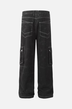 Concert Outfit Workwear Multi-Pocket Tie-Dye Pants
