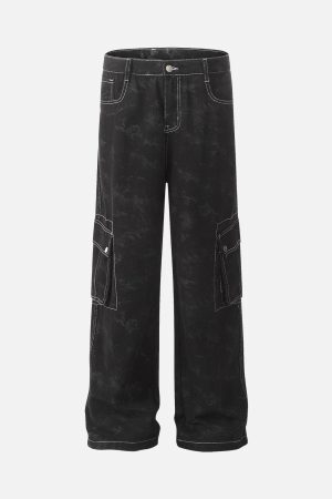 Concert Outfit Workwear Multi-Pocket Tie-Dye Pants