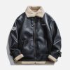 Concert Outfit Zipper Lapel PU Borg Jacket