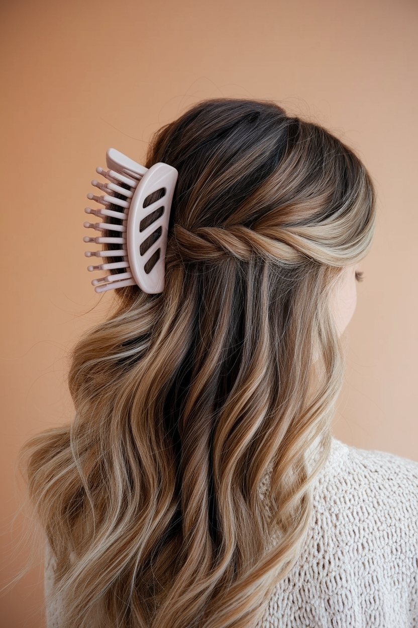 Half Up Half Down Hair with Claw Clip: Easy Styles outfit idea