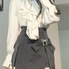New Style Trends - Acubi Elegant Ruffle Blouse and Bow Skirt Set - Outfit Ideas