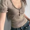 New Style Trends - Acubi Puff Sleeve Ruffle Trim Top - Outfit Ideas