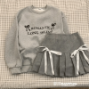 New Style Trends - Acubi Romantic Ribbon Sweatshirt and Skirt Outfit Set - Outfit Ideas