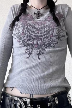 New Style Trends - Alt Angel Graphic Waffle Top - Outfit Ideas