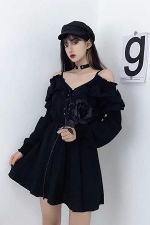 New Style Trends - Alt Black Long Sleeve Gothic Dress - Outfit Ideas