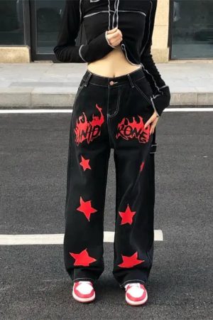 New Style Trends - Alt Black Red Star Jeans - Outfit Ideas