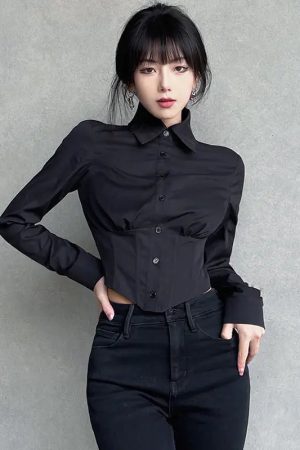 New Style Trends - Alt Corset Button-Up Blouse - Outfit Ideas
