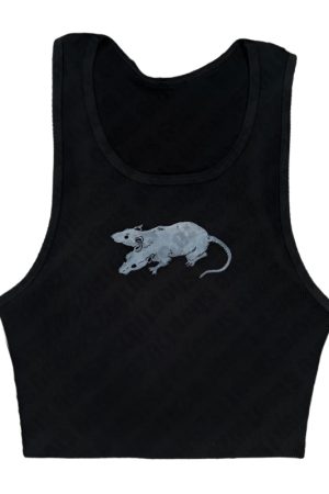 New Style Trends - Alt Double Rat Graphic Tube Crop Top - Outfit Ideas