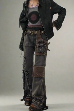 New Style Trends - Alt Edgy Patchwork Distressed Jeans - Outfit Ideas