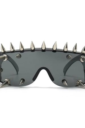 New Style Trends - Alt Edgy Spiked Chaos Shield Sunglasses - Outfit Ideas