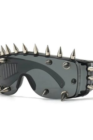 New Style Trends - Alt Edgy Spiked Chaos Shield Sunglasses - Outfit Ideas