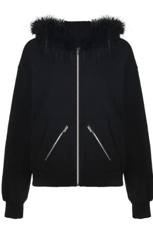 New Style Trends - Alt Faux Fur Collar Hoodie - Outfit Ideas
