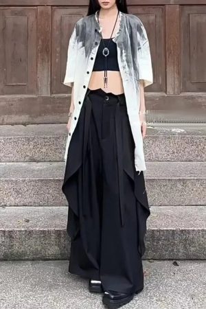 New Style Trends - Alt Goth Layered Wide-Leg Pants - Outfit Ideas