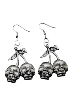 New Style Trends - Alt Goth Skull Cherry Drop Earrings - Outfit Ideas