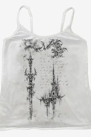 New Style Trends - Alt Gothic Ruins Spaghetti Top - Outfit Ideas