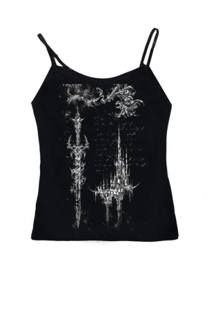 New Style Trends - Alt Gothic Ruins Spaghetti Top - Outfit Ideas