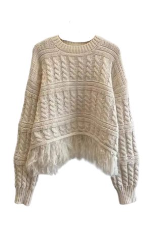 New Style Trends - Alt Grunge Fringe Striped Sweater - Outfit Ideas
