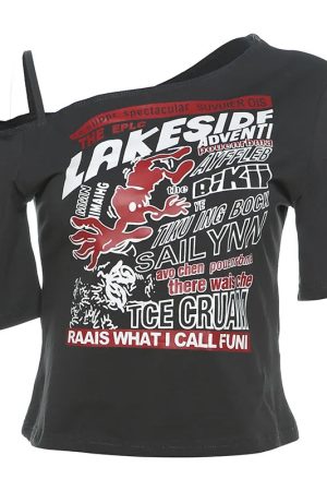 New Style Trends - Alt Lakeside Chaos Cold Shoulder T-Shirt - Outfit Ideas
