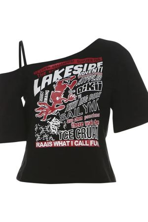 New Style Trends - Alt Lakeside Chaos Cold Shoulder T-Shirt - Outfit Ideas