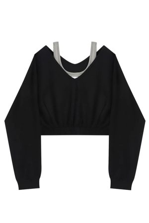 New Style Trends - Alt Layered Strap Crop Sweatshirt - Outfit Ideas