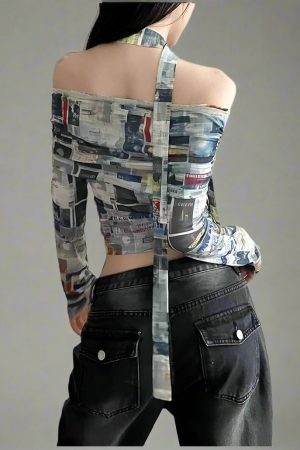 New Style Trends - Alt Mesh Printed Crop Top - Outfit Ideas