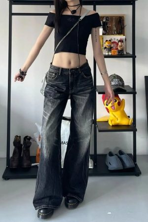 New Style Trends - Alt Midnight Groove Wide Leg Jeans - Outfit Ideas