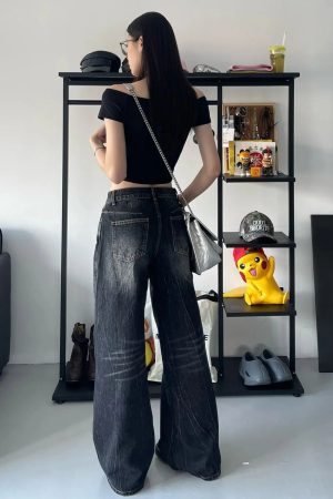 New Style Trends - Alt Midnight Groove Wide Leg Jeans - Outfit Ideas