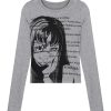 New Style Trends - Alt Print Long Sleeve Crop Top - Outfit Ideas