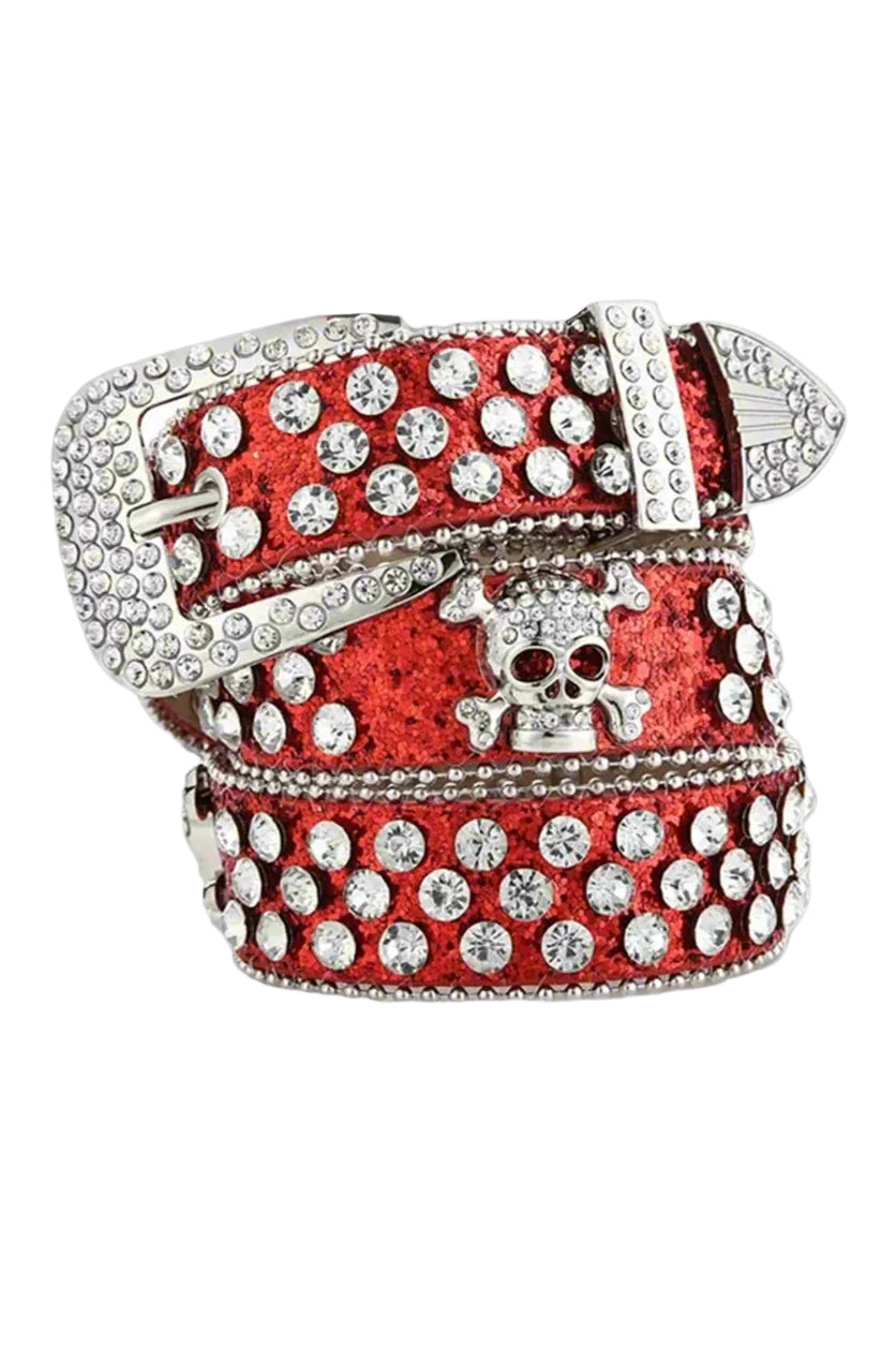 New Style Trends - Alt Rhinestone Skull Rivet  Belt - Outfit Ideas