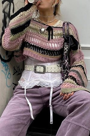 New Style Trends - Alt Shattered Lace Knit Sweater - Outfit Ideas