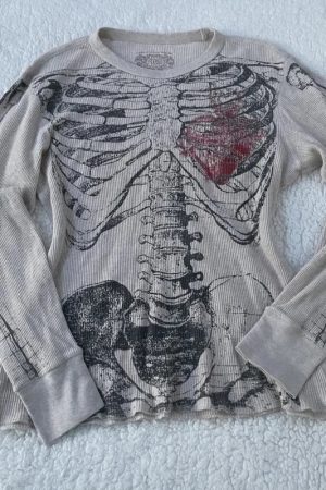 New Style Trends - Alt Skeleton Print Waffle Knit Top - Outfit Ideas