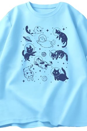 New Style Trends - Astronaut Kittens Aesthetic T-Shirt - Outfit Ideas