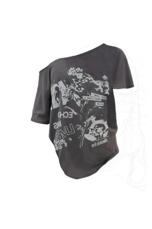 New Style Trends - Asymmetrical Alt Graphic Top - Outfit Ideas
