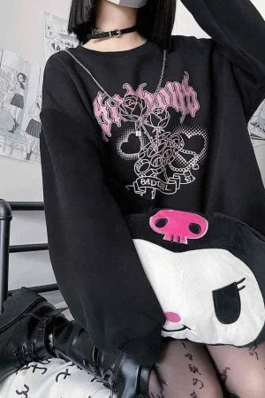 New Style Trends - Badgirl Graphic Oversized Pastel Goth Sweatshirt - Outfit Ideas
