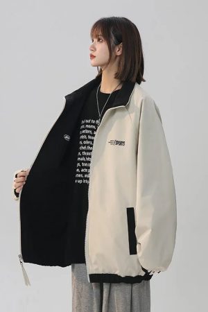 New Style Trends - Black Striped Y2k Oversized Track Jacket - Outfit Ideas
